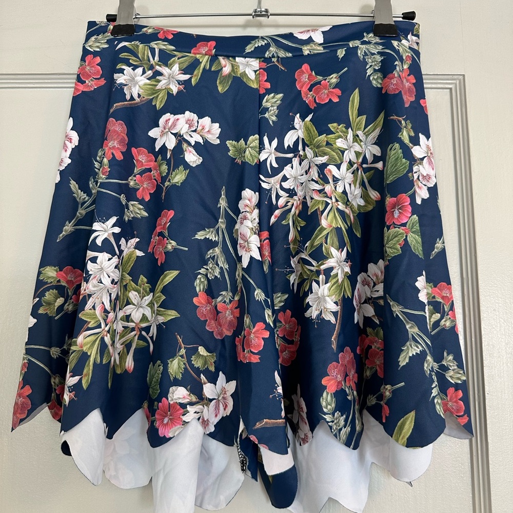 Blackmilk Navy Floral Scallop Hem Shorts